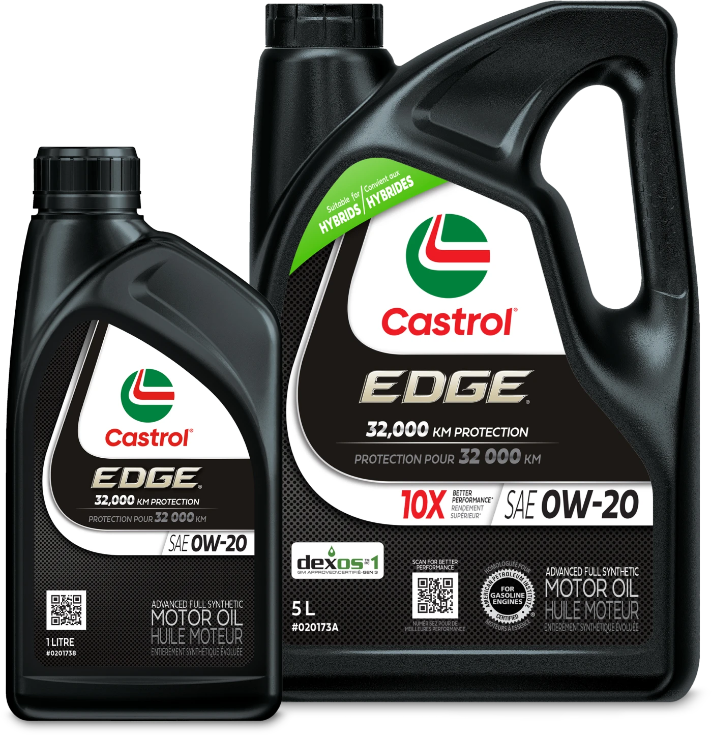 Deux tailles différentes d'huile moteur Castrol EDGE